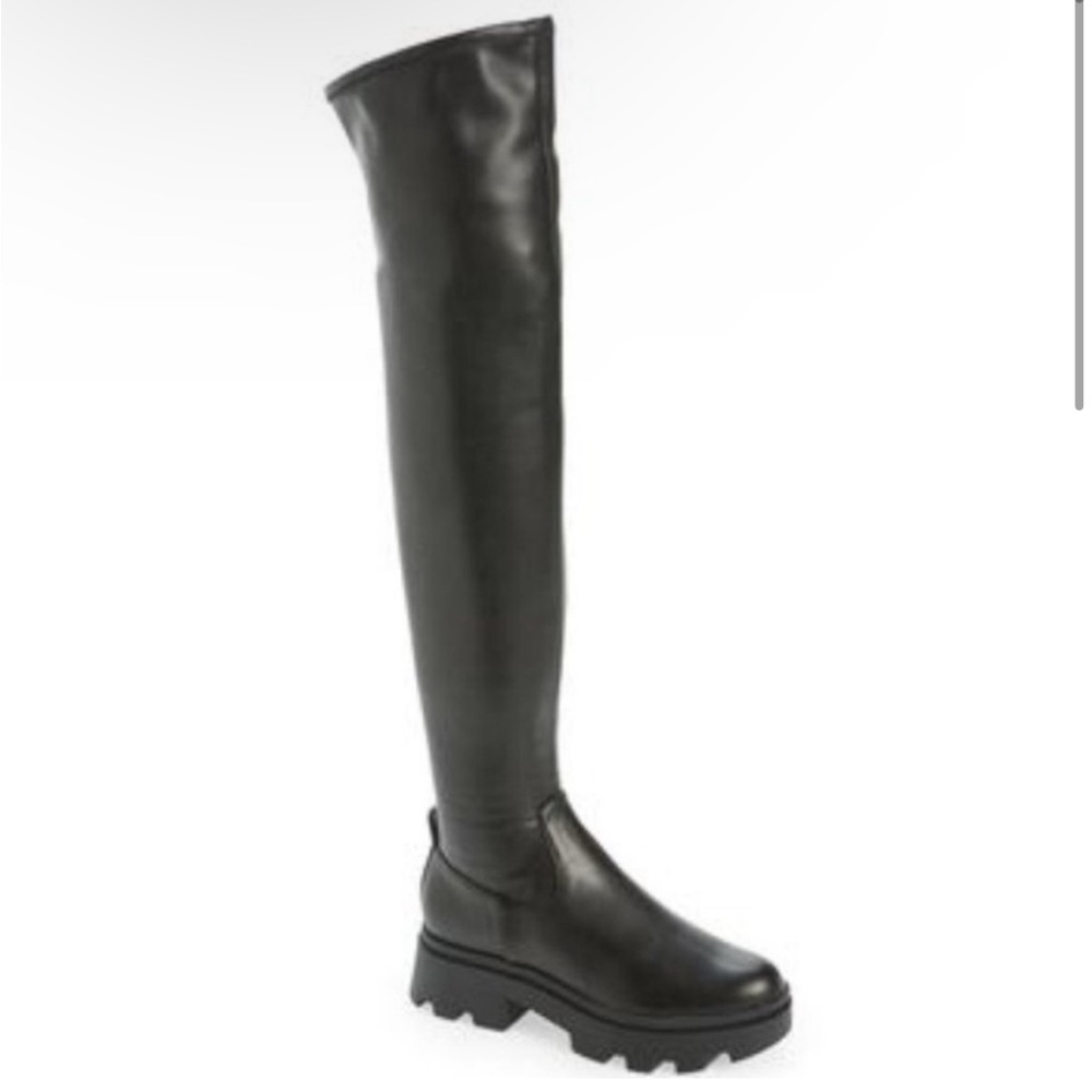 OPEN EDIT Evie Black Over The Knee Platform Boots Biker Grunge 👢 - Picture 3 of 7